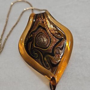Glass Pendant On 24K GB Chain